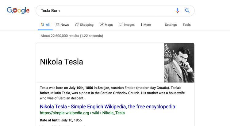 Nikola Tesla Search Query
